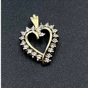 JCM Jacmel 10K Yellow‎ Gold Diamond Accent Heart Pendant Charm Wife Mom Gift